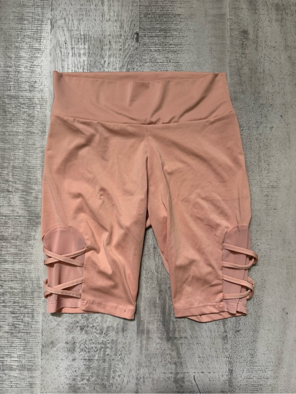 Light Pink High Waisted Biker Shorts w/ Side Strap Detail | Athleisure
